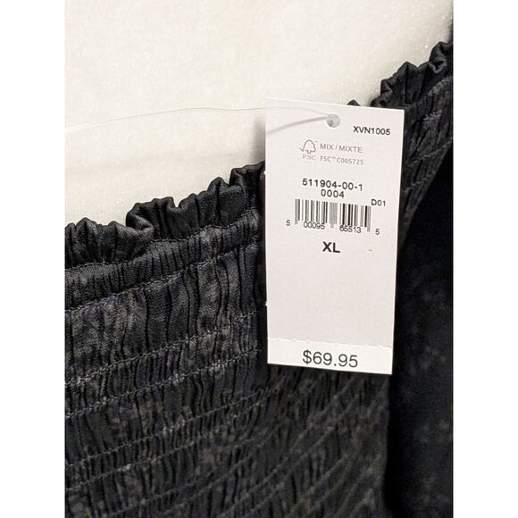 GAP Smocked Peplum Top Black Floral Sz XL GothCore PrairieCore - Picture 10 of 13